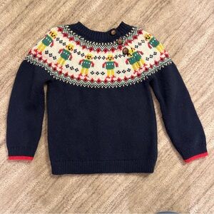 Baby Boden Fair Isle navy blue robot Sweater 18-24 months
